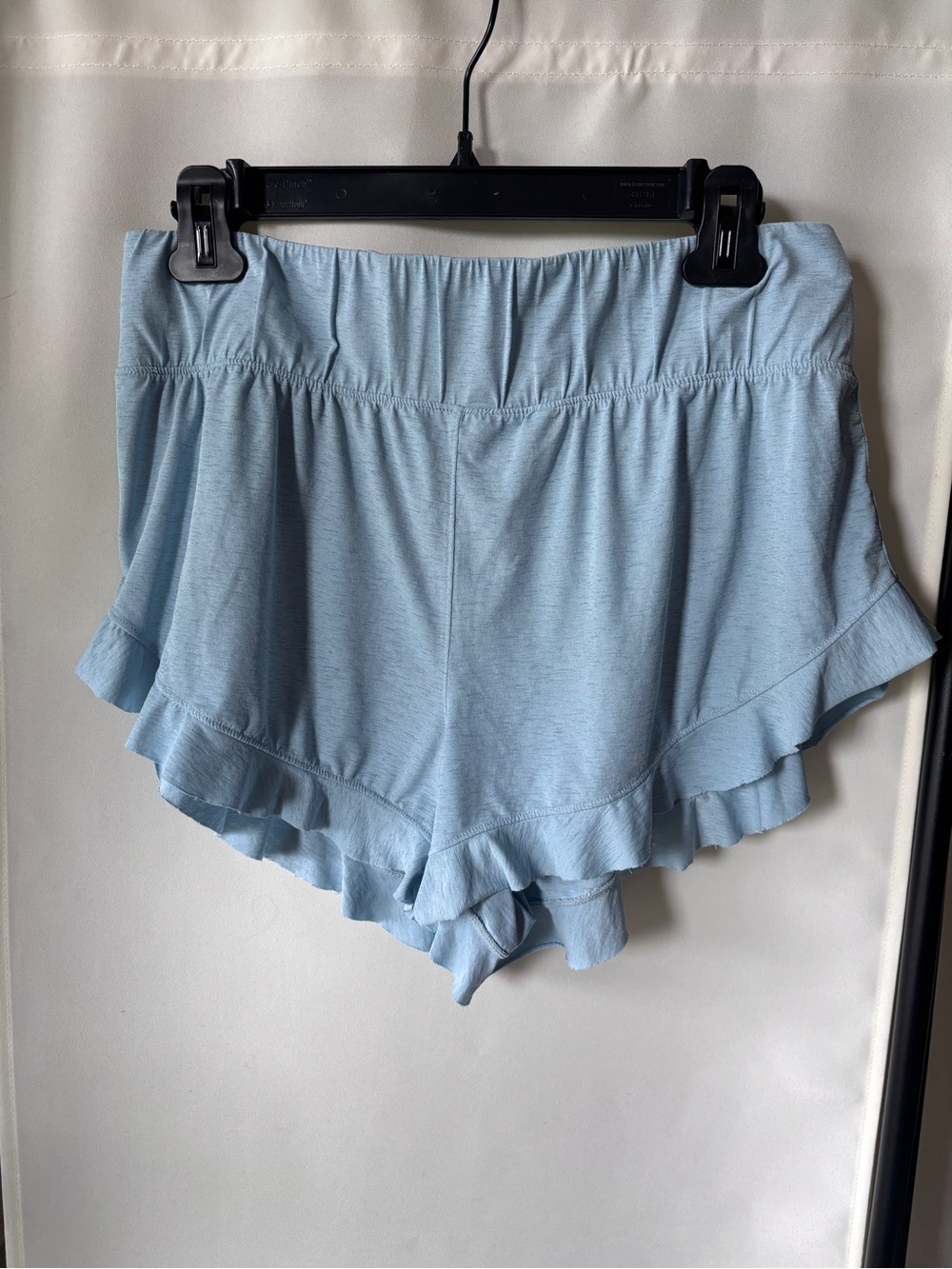 Free People Powder Blue Ruffle Hem Athletic Shorts